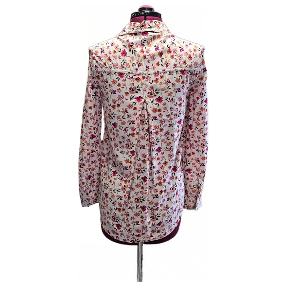 Beach Lunch Lounge Floral Button Down Shirt - Pink Orange Cream Brown Mulitcolor - Picture 6 of 13